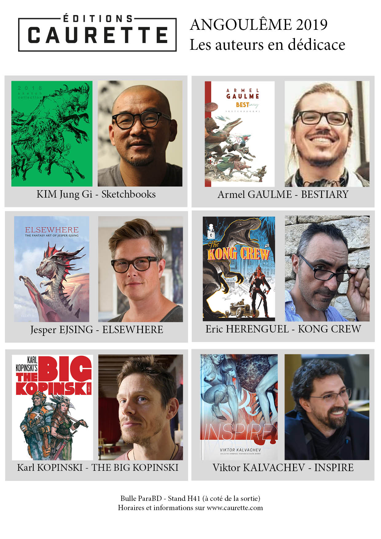 Angouleme 2019 – Auteurs annoncés chez Caurette v02