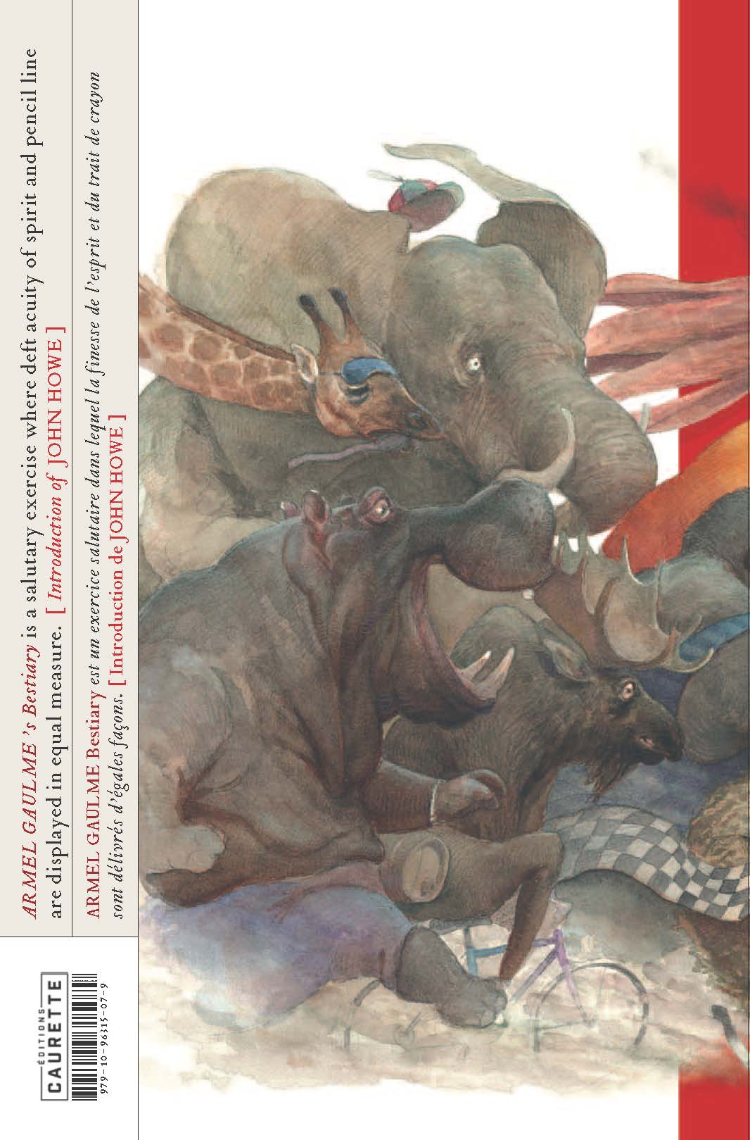 La quatriĂšme de couverture du Bestiary d'Armel Gaulme.