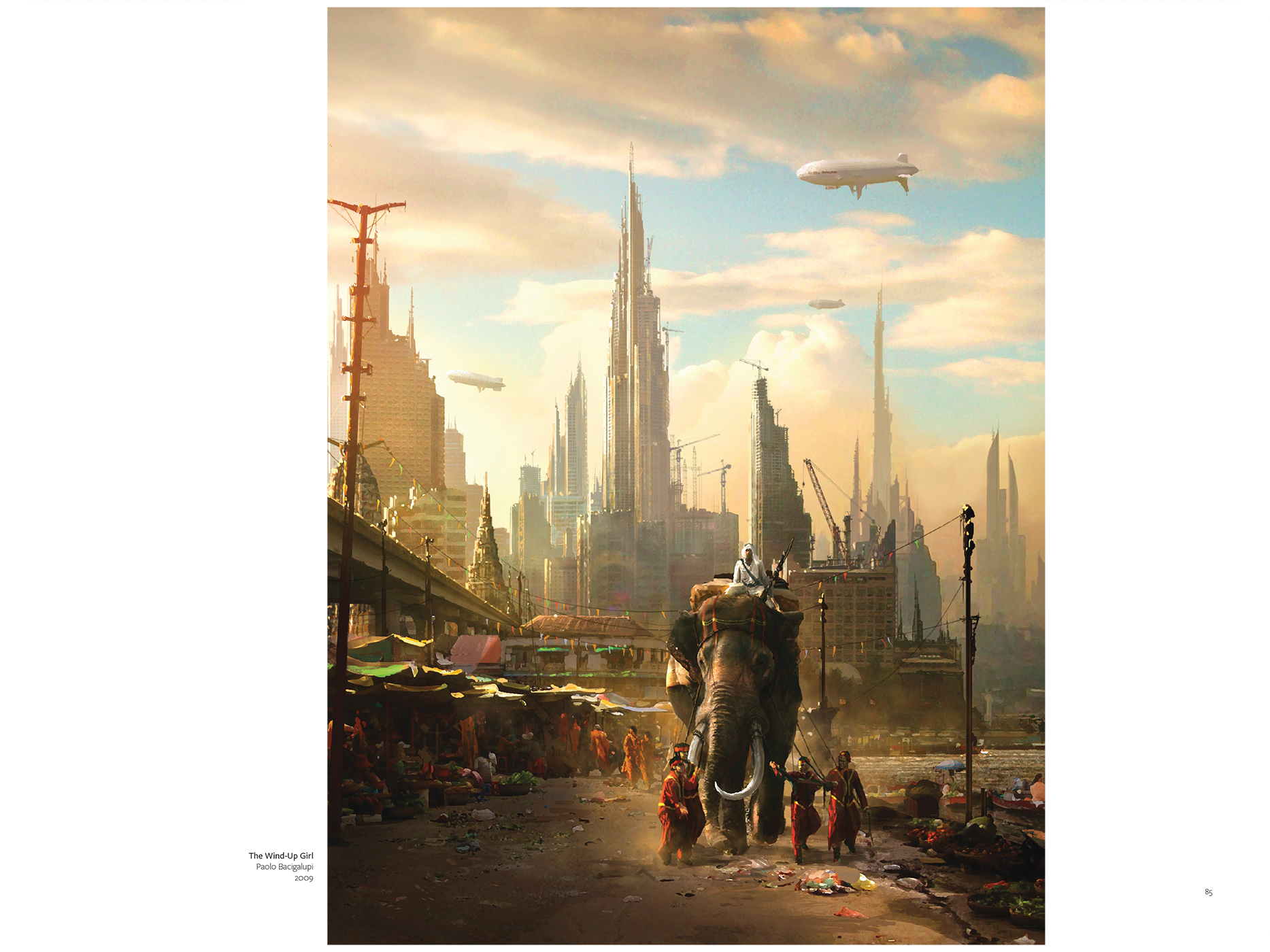 Peinture numérique d'inspiration indienne. Buildings et éléphants à Bali, New Delhi.