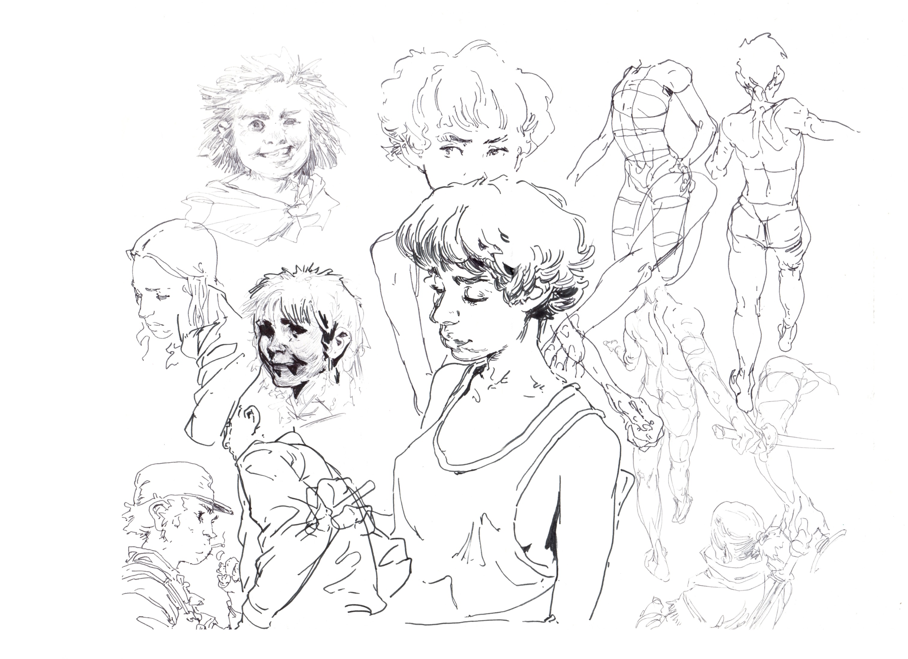 Page de croquis de corps et de visages rélaisés par Even Mehl Amundsen, issus de son artbook Decade.