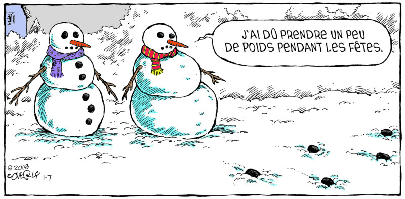 Speed Bump de Dave Coverly, un excellent cadeau pour papa (fête des pères). Humour d'hiver avec les bonhommes de neige.