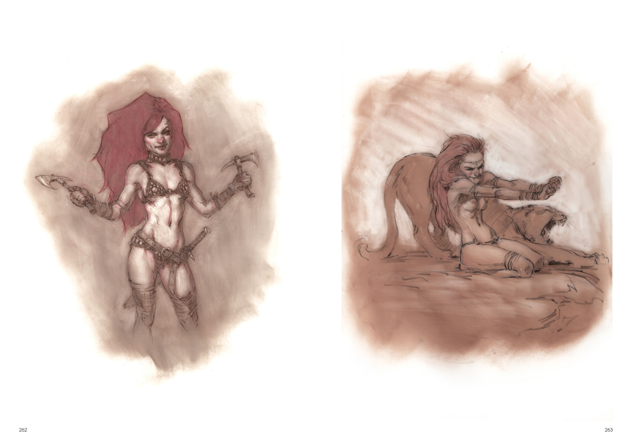 Image de l'artbook Daya de Daniel Landerman. Guerrière et son fauve.