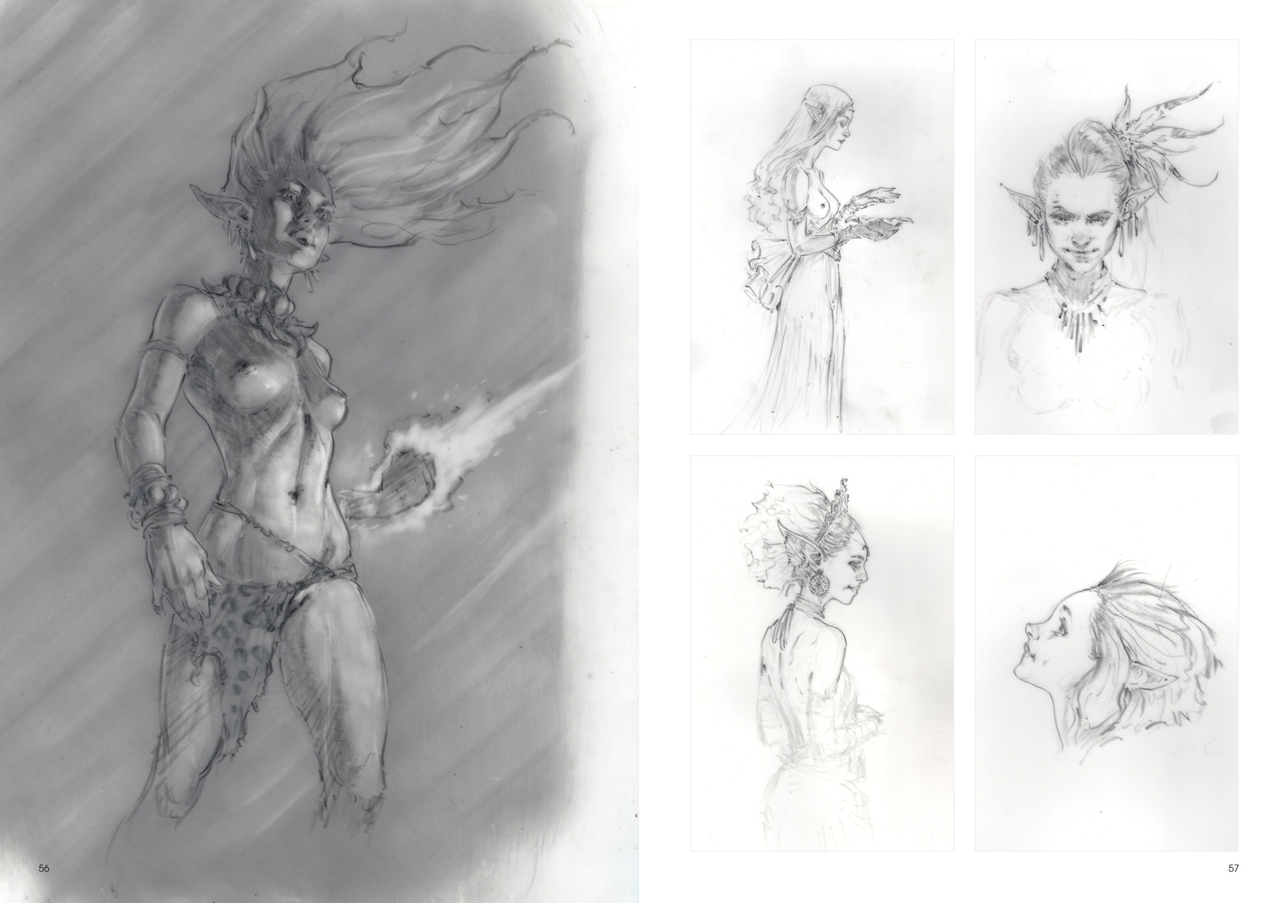 Dessins de femmes mystqiues : du pouvoir et des sorts.