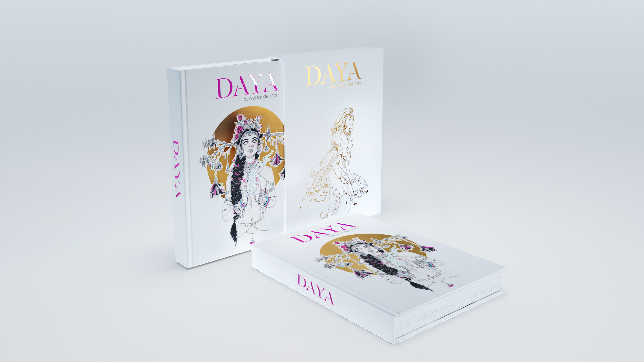 Image de l'artbook Daya de Daniel Landerman. Le livre avec son coffret.