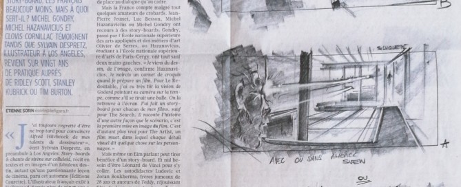 Article de journal "Cinéma : Dessine-moi un film" du Figaro sur Sylvain Despretz.
