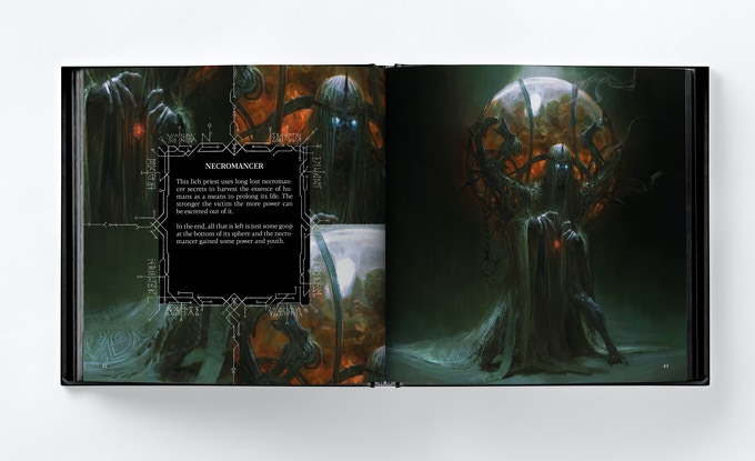 Le nécro-mangeur dans Abominations de Bjorn Hurri, un artbook de fantasy noire et d'horreur.