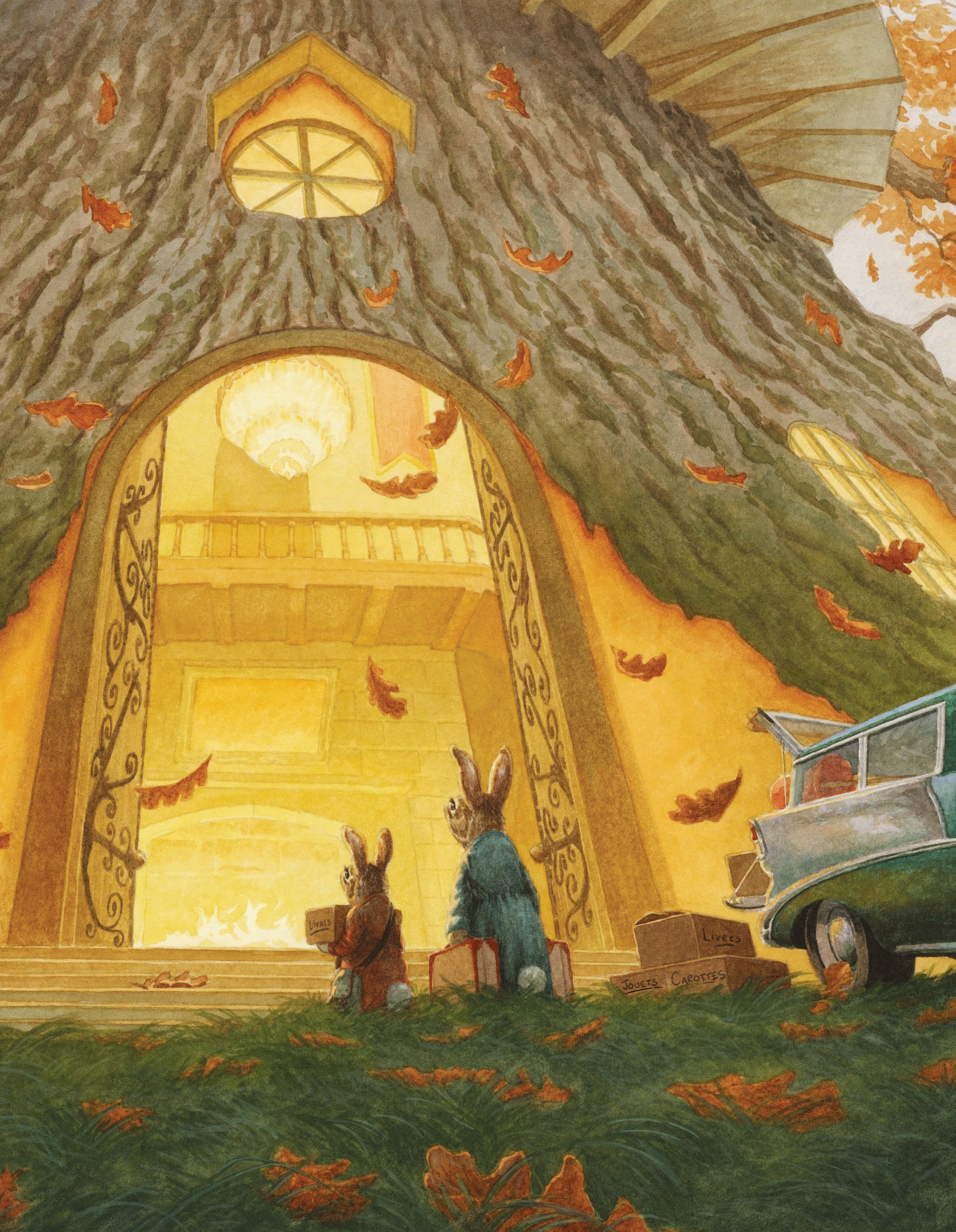 Les Lapin emménagent dans la grande et belle cabane.