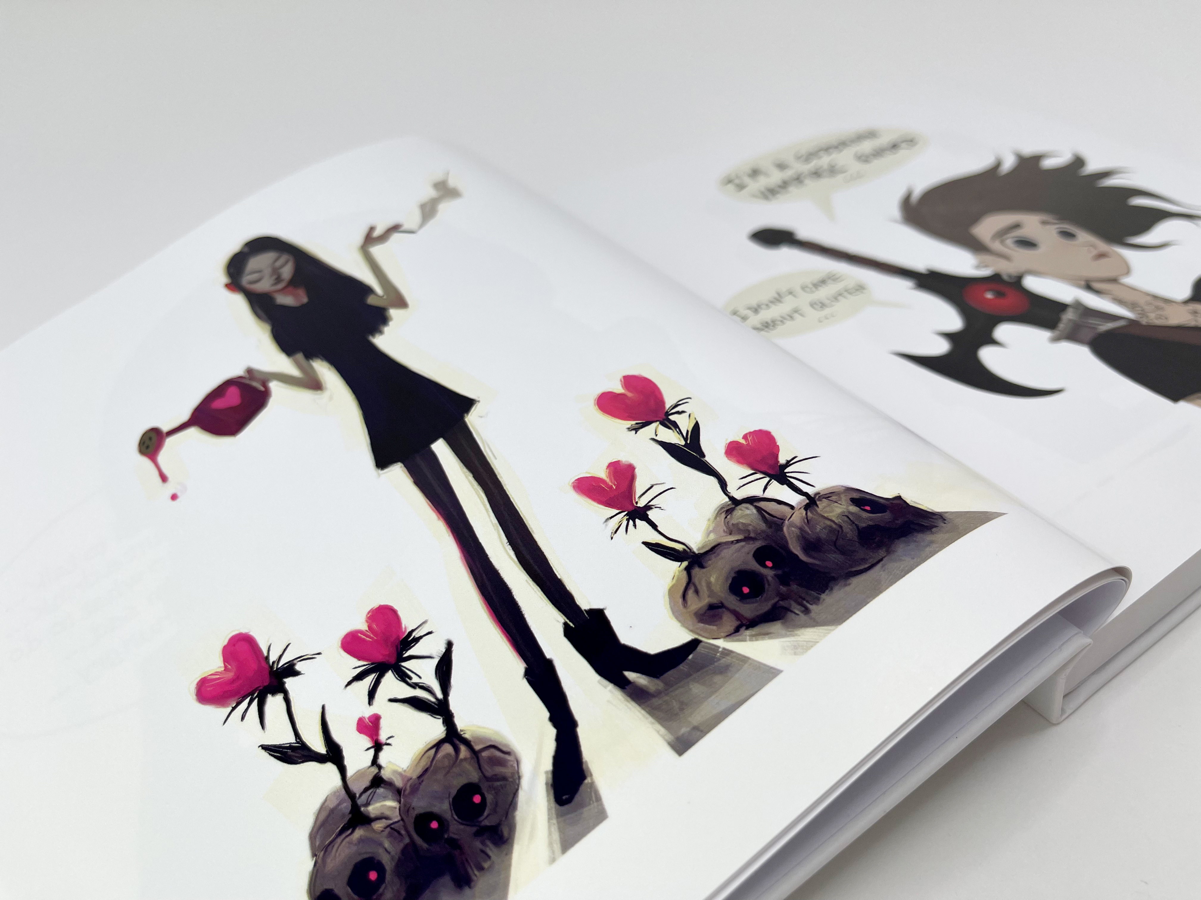 IMG_2092 Image de l'artbook Gürlz de Serge Birault. Intérieur du livre, jardin floral de crânes.