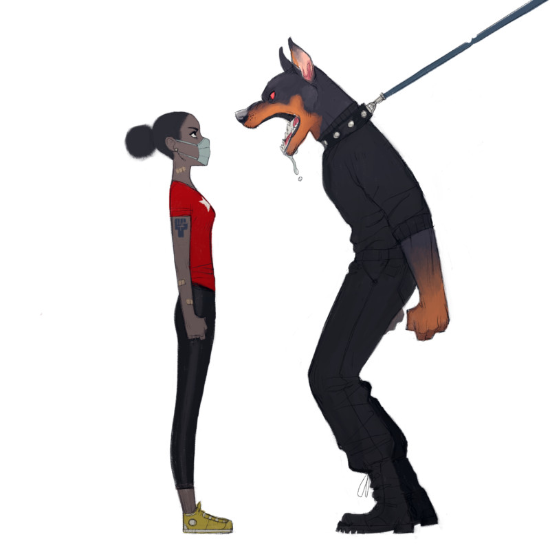 Gürlz : une femme s'approche d'un homme-chien attaché (heureusement).