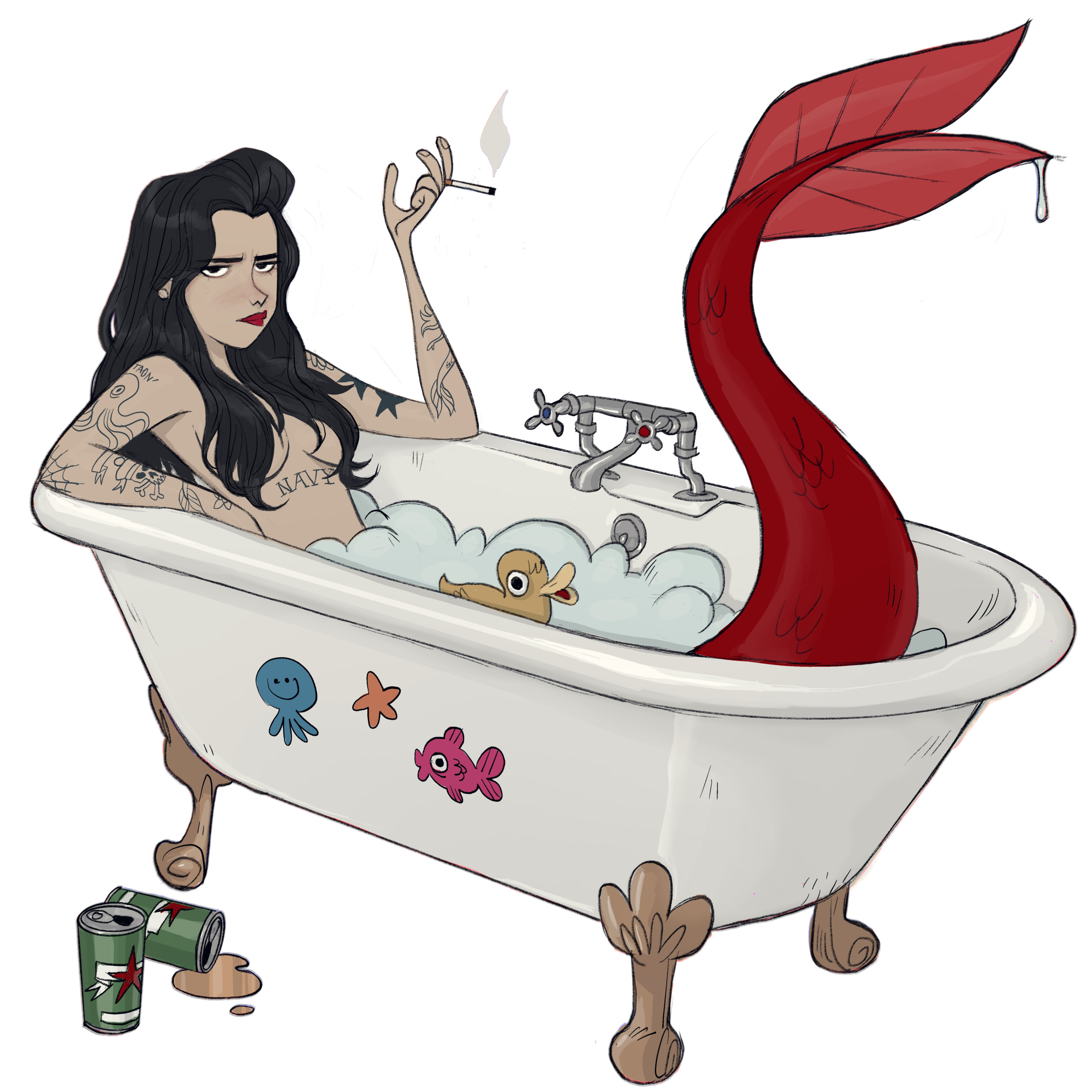 Gürlz : une sirène au bain.