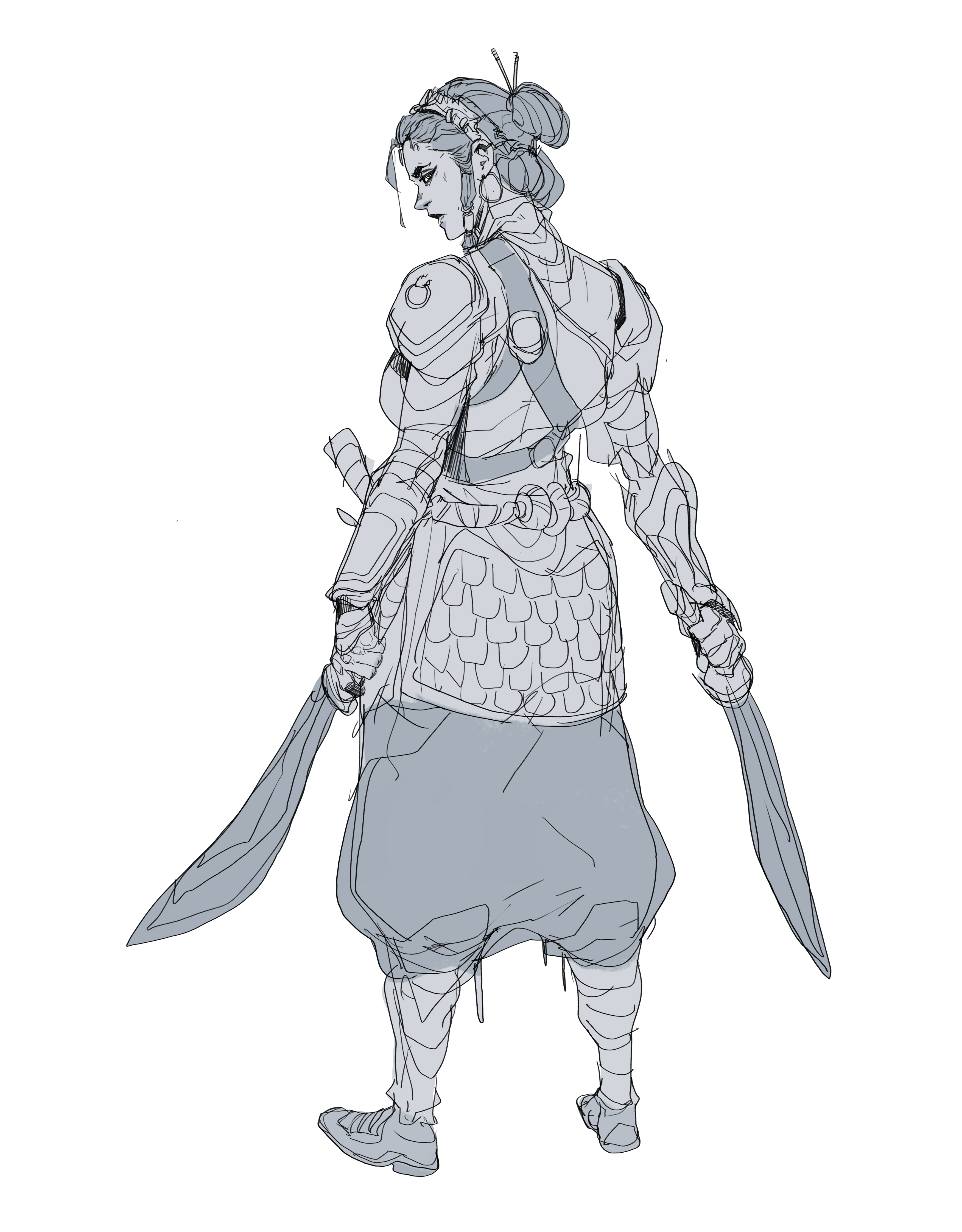 Une guerrière dessinée par Hicham Habchi, un artiste marocain passionné de bandes dessinées.