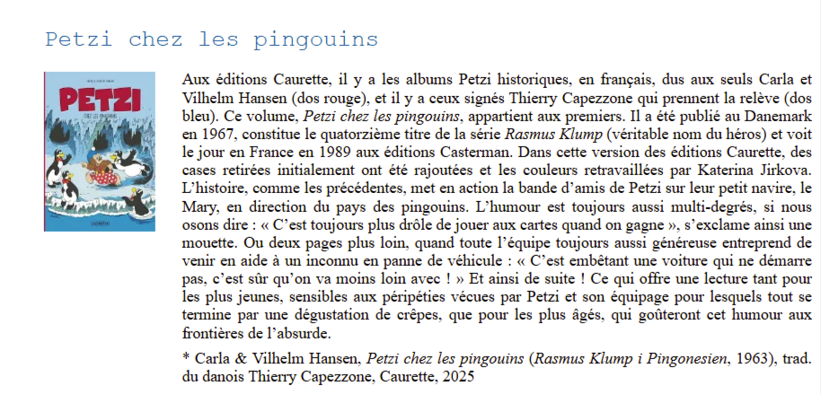 Presse Petzi chez les pingouins